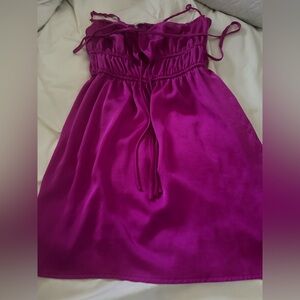 Free people Meant To Be Magenta Satin Tie-Front Mini Lingerie Slip size XS